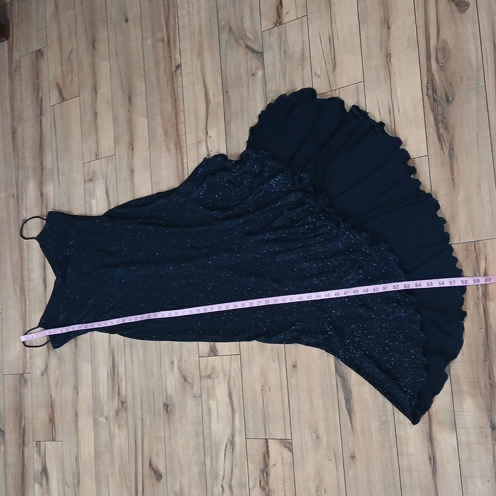 Windsor Black Shiny Asymmetrical Ruffle Floor-Length Cocktail Dress. Size S - Picture 16 of 17